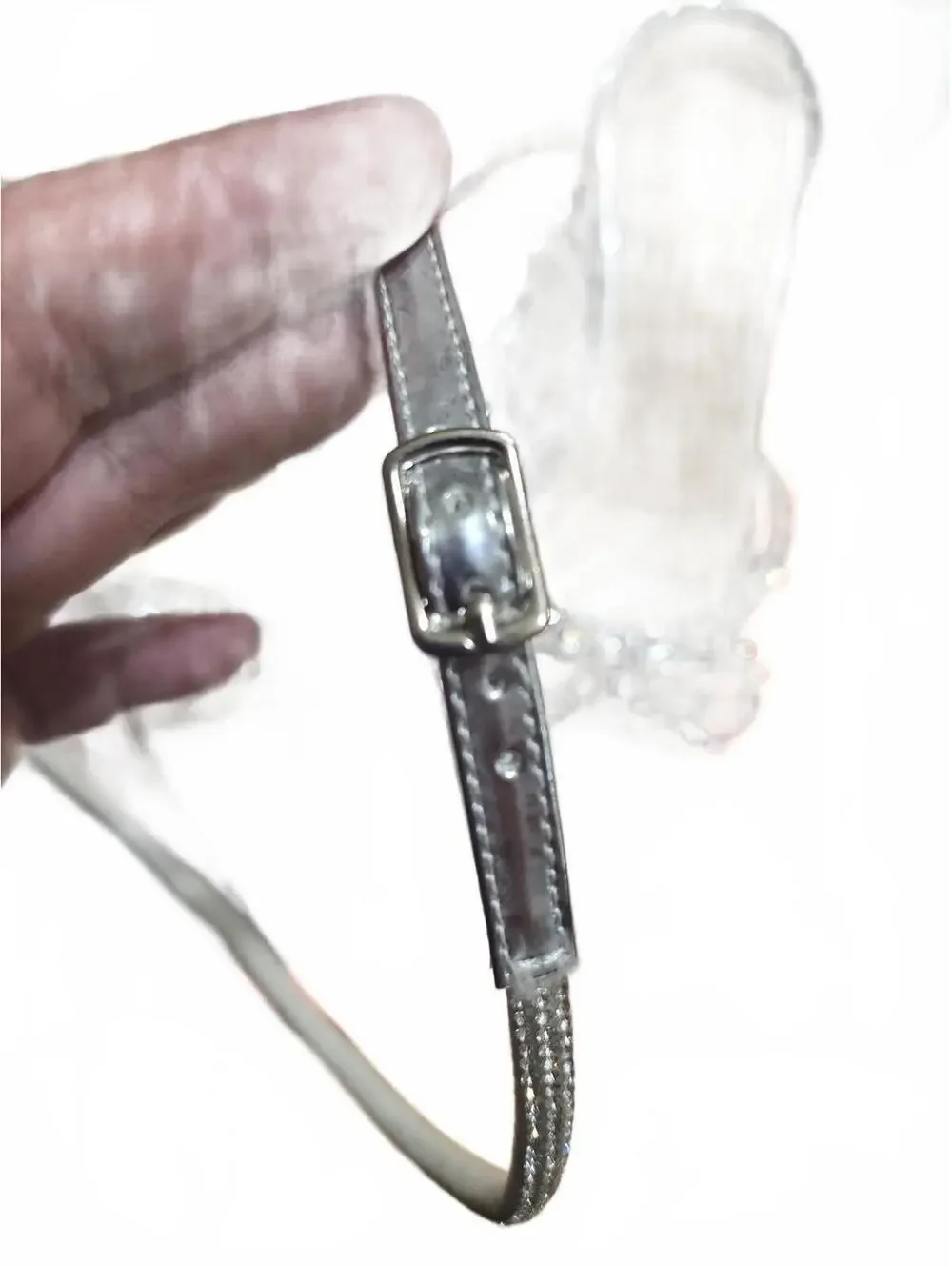 Silver Rhinestone Embellished Clear Strap High Heel Sandals